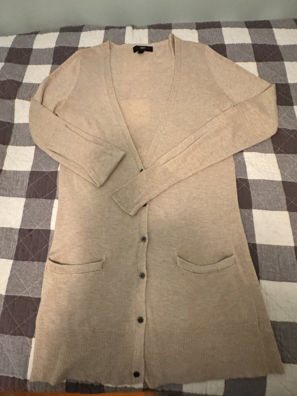Mossimo Beige Longline Button Front Cardigan Size Small - MM0494